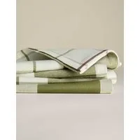 Set of 4 Checked Napkins - Green, Cotton Linen alternate view