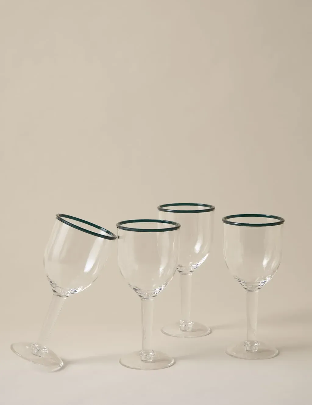Set of 4 Contrast Rim Picnic Wine Glasses - Blue, Acrylic product
