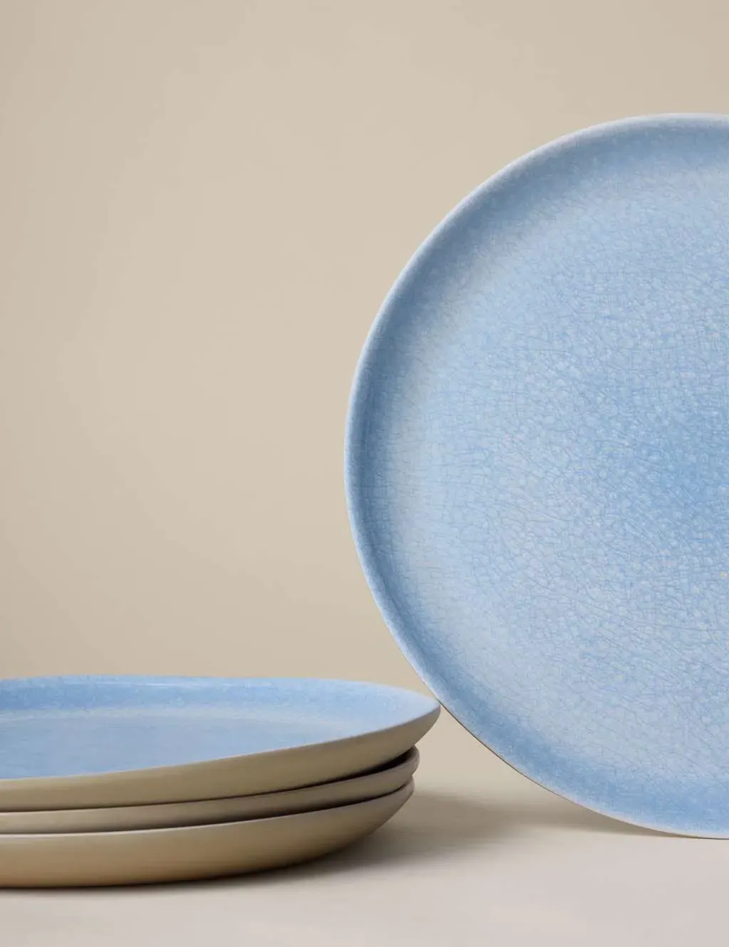 Set of 4 Linen Reactive Picnic Side Plates - Blue, Melamine product
