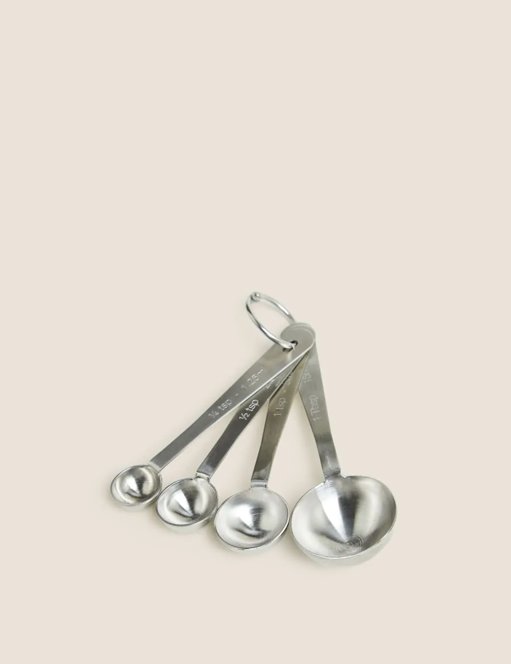 Set of 4 Measuring Spoons - Silver, Stainless Steel product