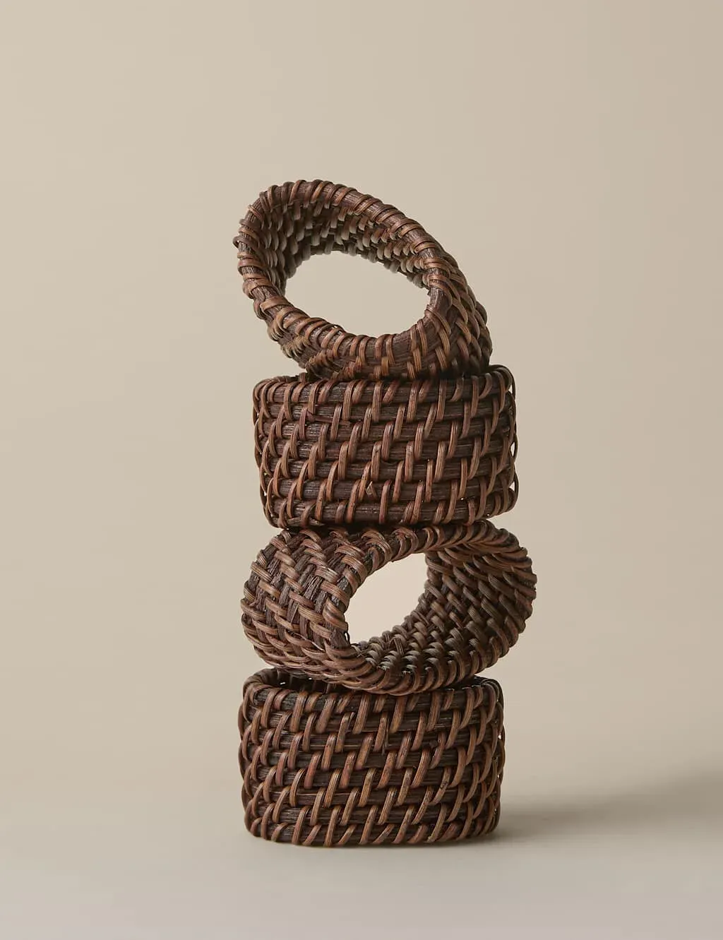 Set of 4 Oval Rattan Napkin Rings - Brown product