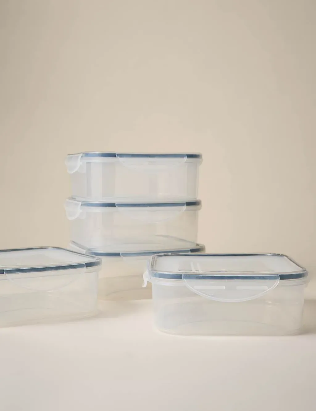 Set of 5 Square Clip Top Storage Boxes 1.2L - Black product