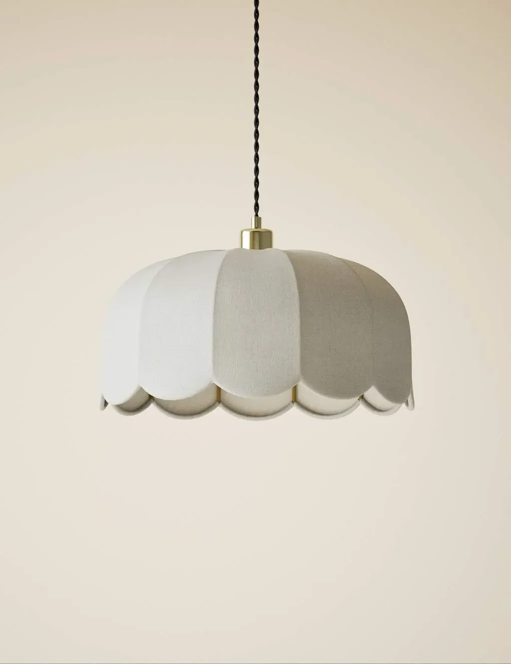 Skeletal Petal Fabric Scallop Pendant Light - Natural product