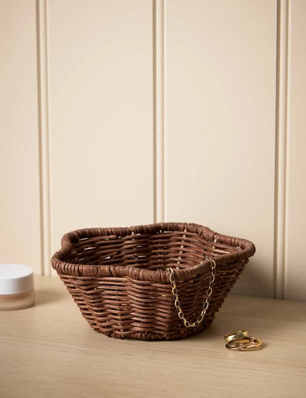 Small Rattan Scallop Trinket Bowl - Brown product