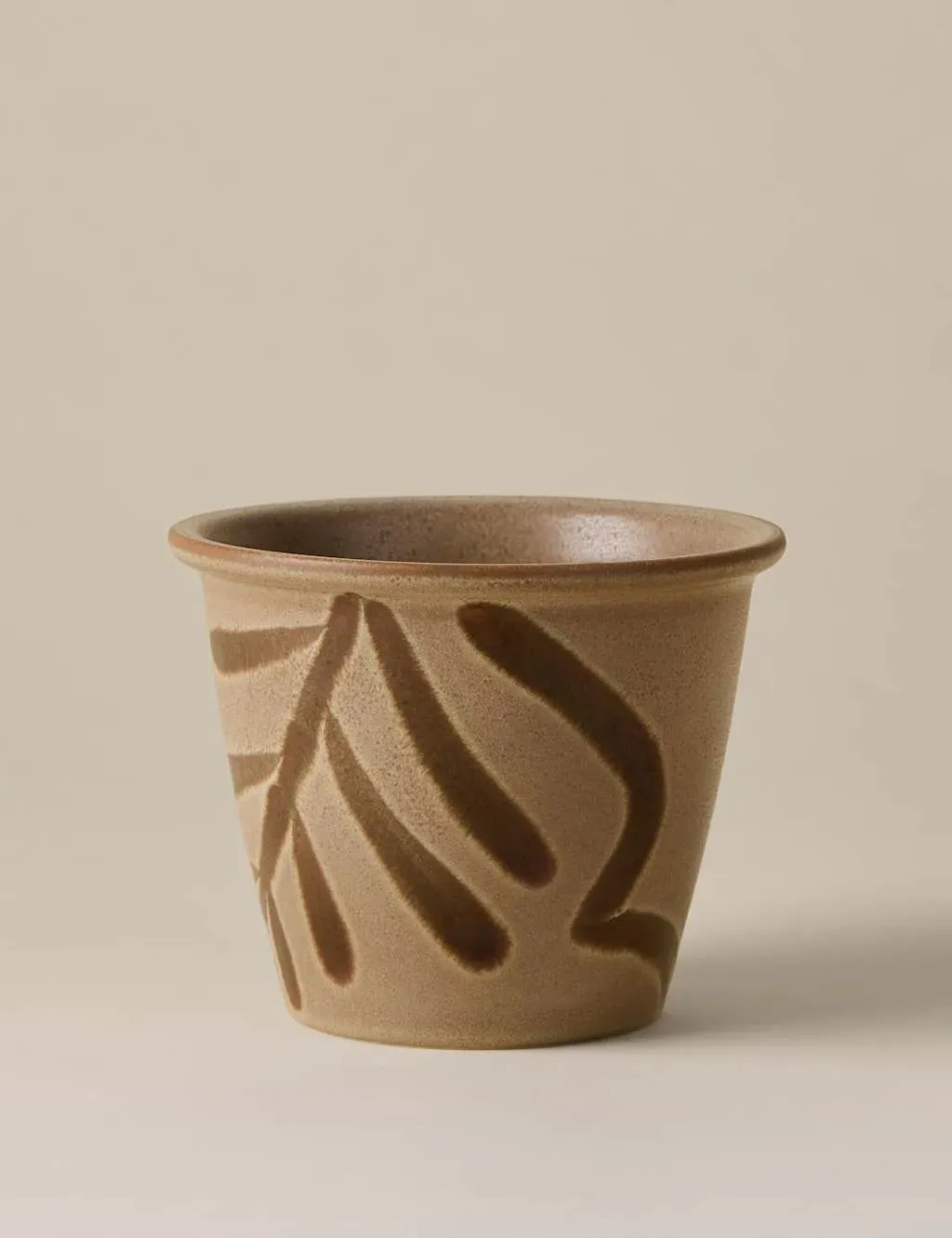 Small Reactive Leaf Ceramic Planter - Brown product