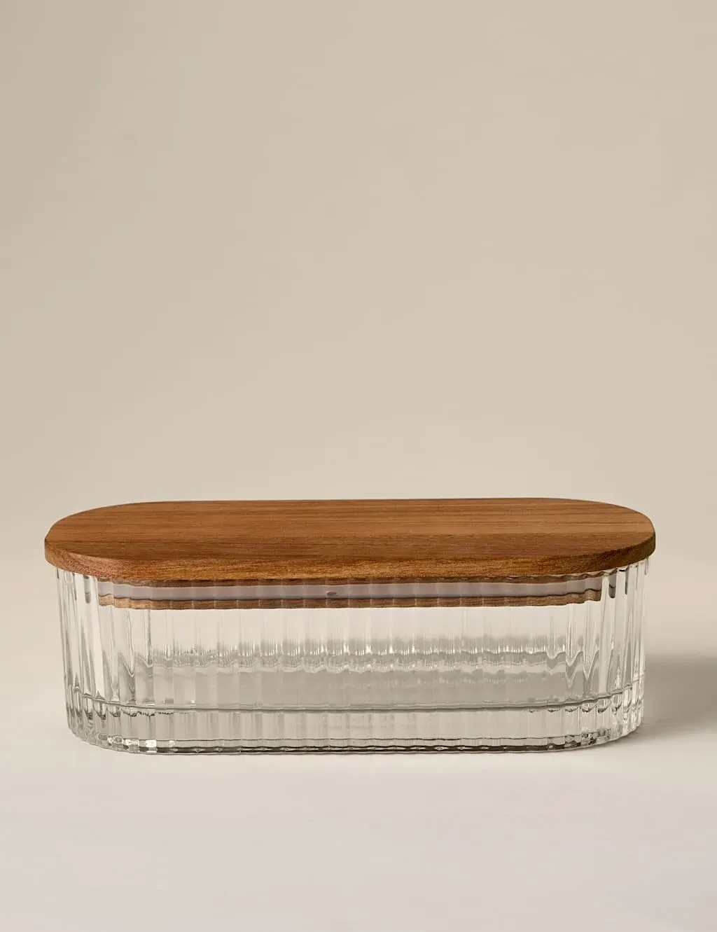 Small Ribbed Glass Container - Clear product