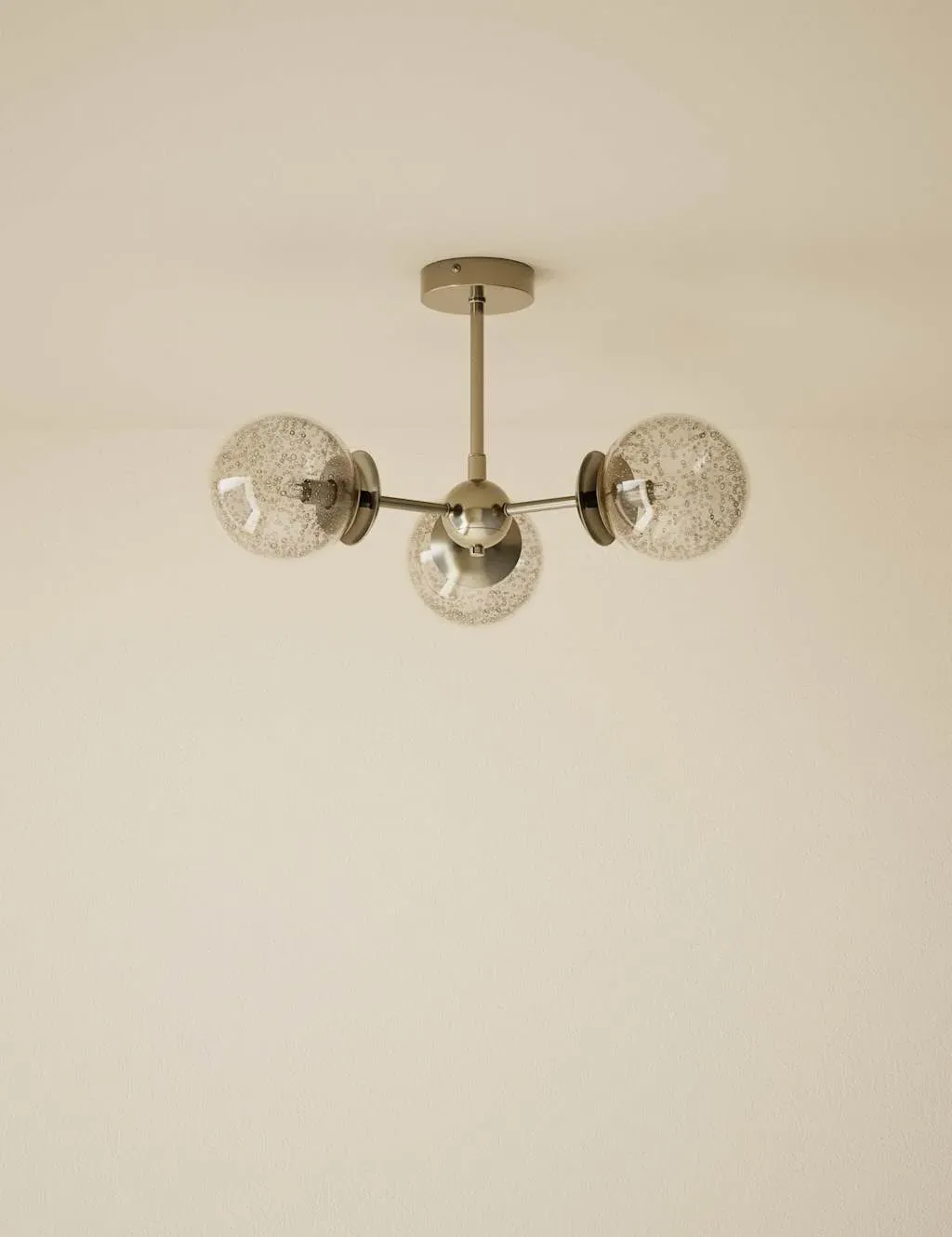 Sputnik Bubble Glass 3-Arm Flush Ceiling Light - Champagne product
