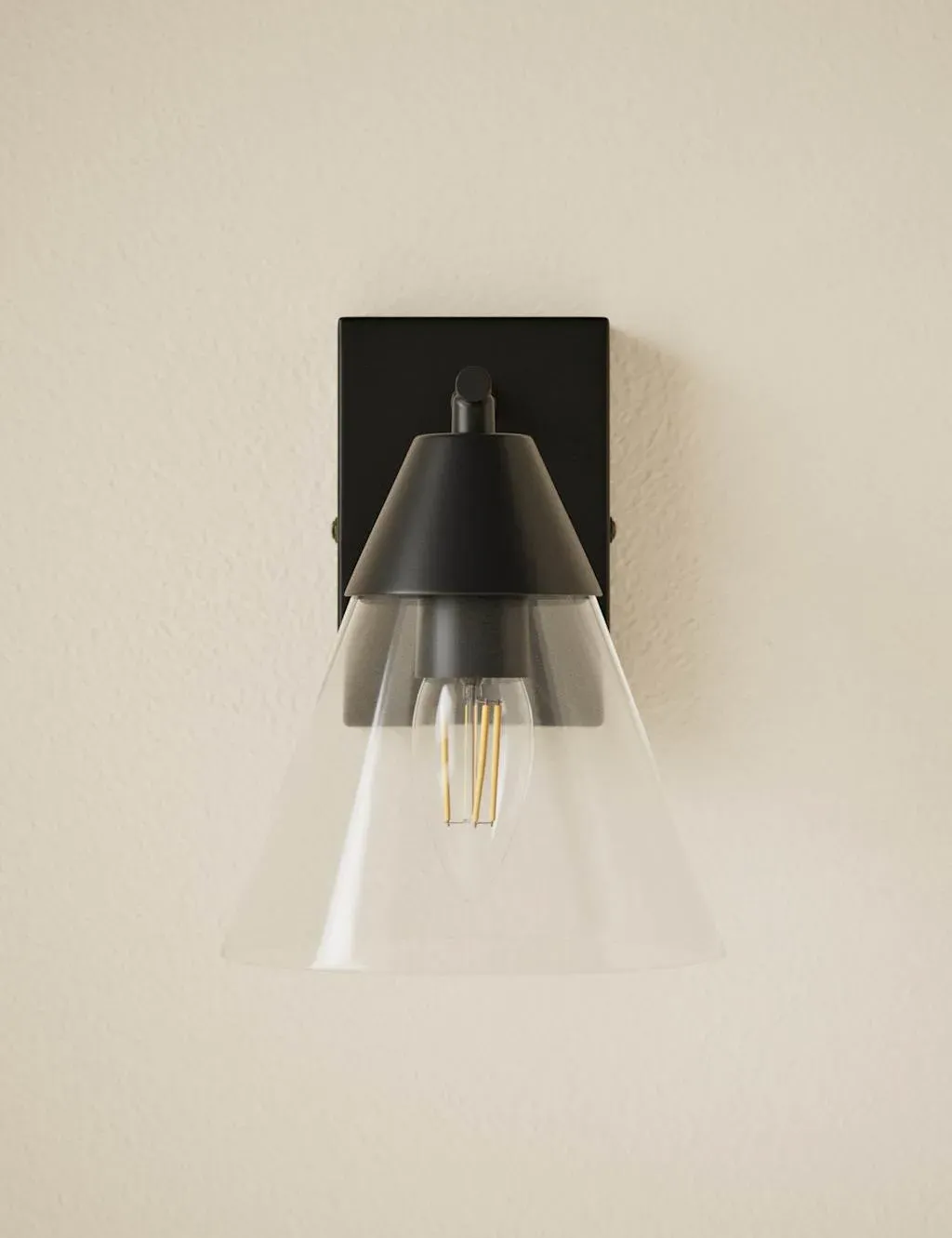 Square Base Cone Hinged Wall Light - Black product