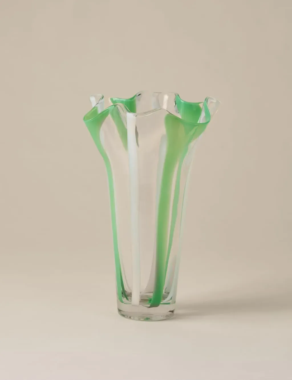 Striped Handkerchief Glass Vase - Sage product