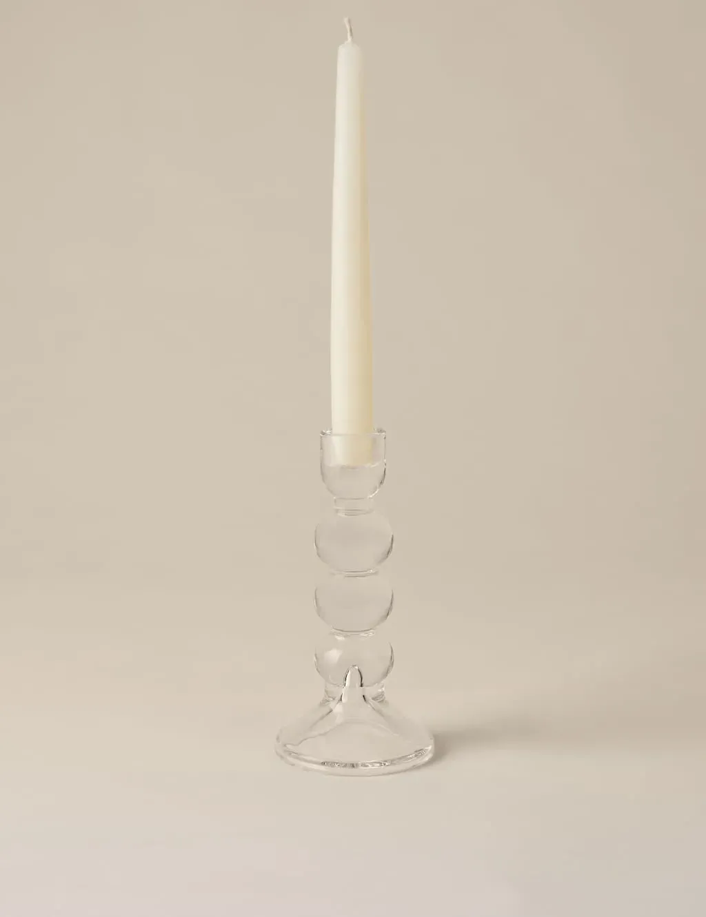 Tall Glass Bobble Dinner Candle Holder - Clear product