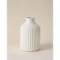 Tall Ridged Ceramic Vase - Soft White, Ceramic alternate view