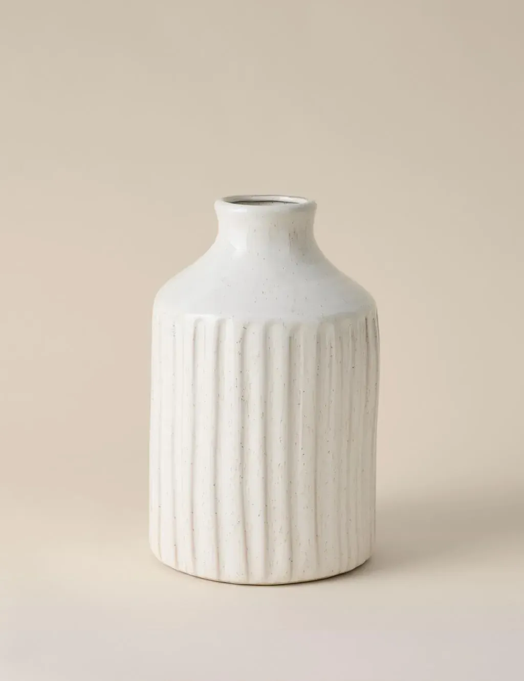 Tall Ridged Ceramic Vase - Soft White, Ceramic product