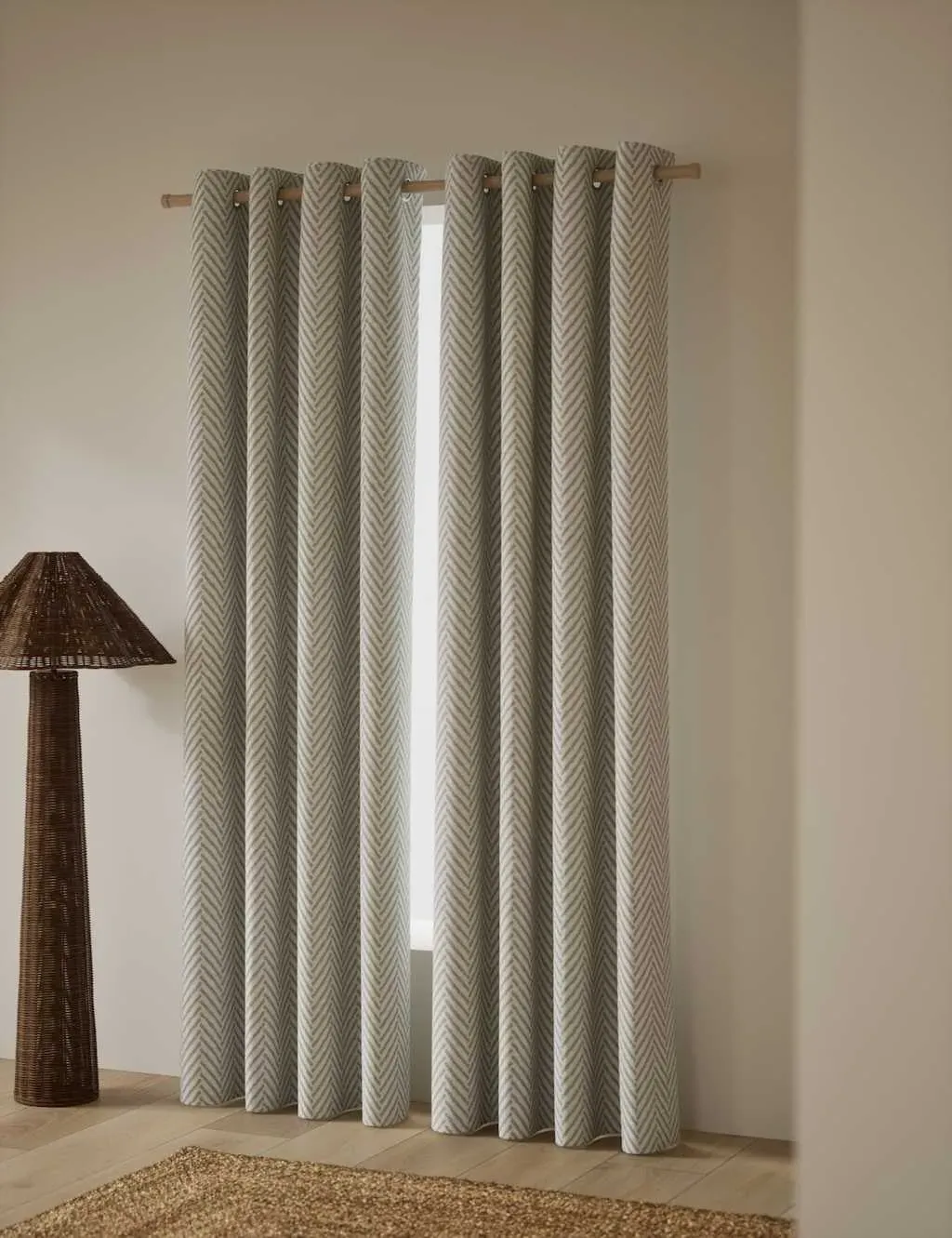 Textured Herringbone Eyelet Curtains - Neutral Brown product