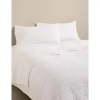 Textured Quilted Bedspread - White, Linen alternate view