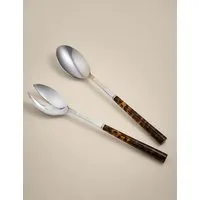 Tortoiseshell Salad Servers - Brown, Metal alternate view