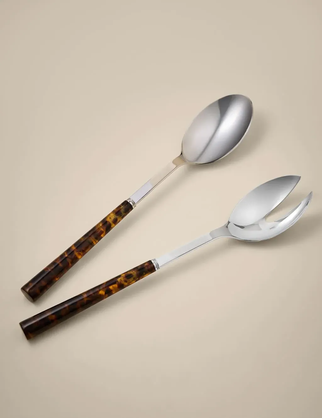 Tortoiseshell Salad Servers - Brown, Metal product