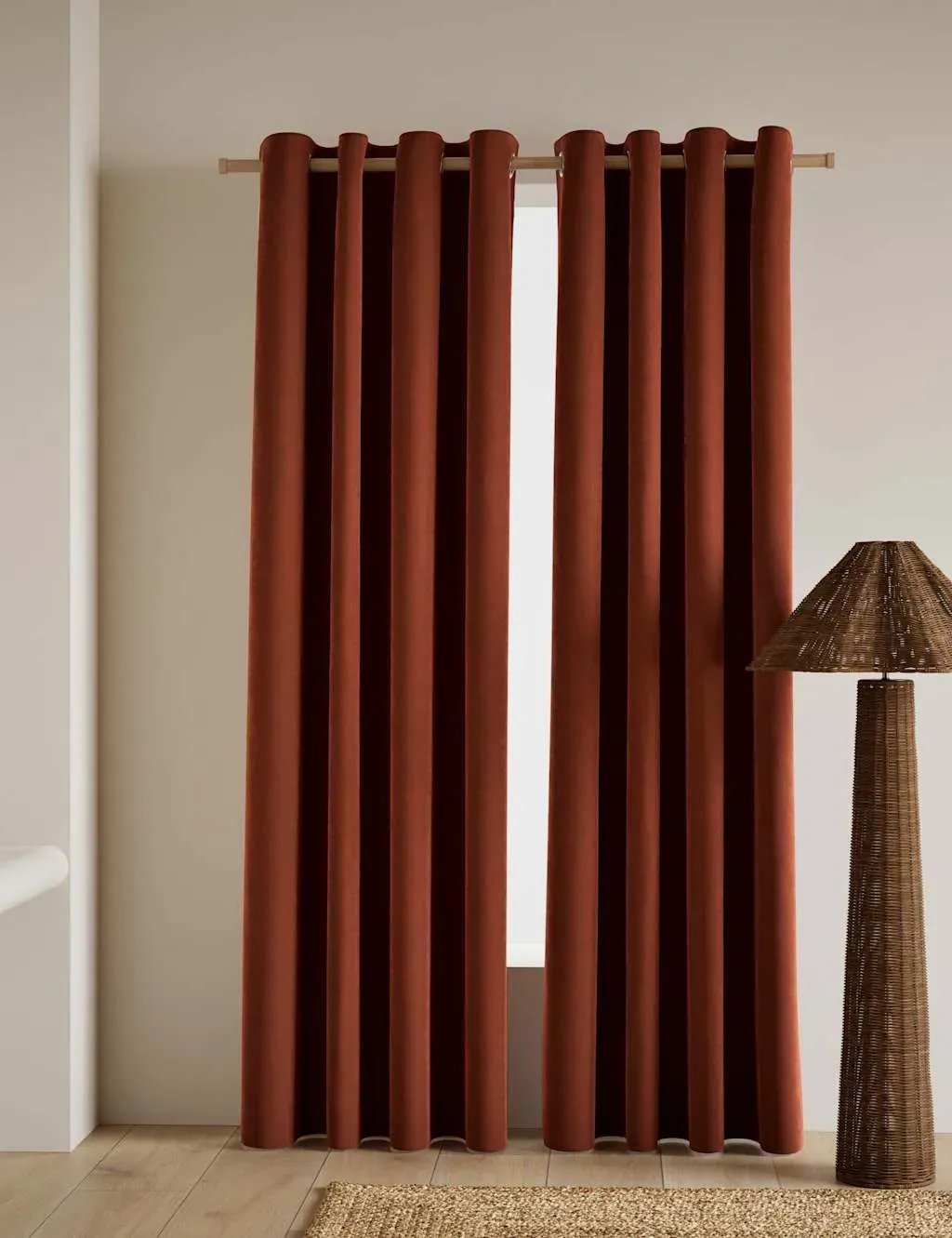 Velvet Eyelet Curtains - Chestnut product