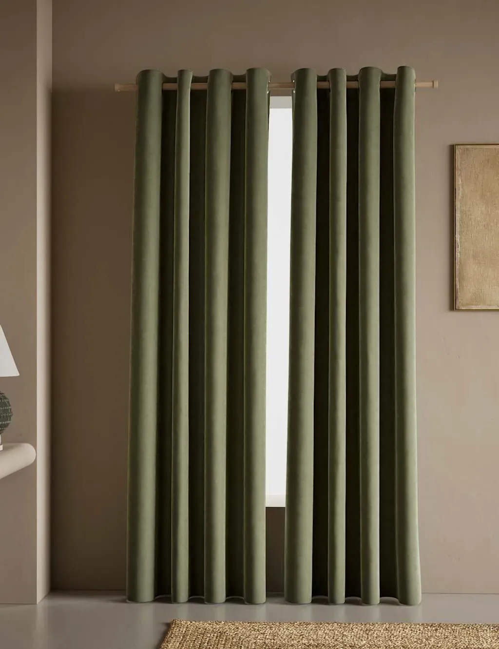 Velvet Eyelet Curtains - Khaki product