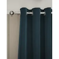 Velvet Eyelet Curtains - Mid Blue alternate view