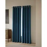 Velvet Eyelet Curtains - Petrol alternate view