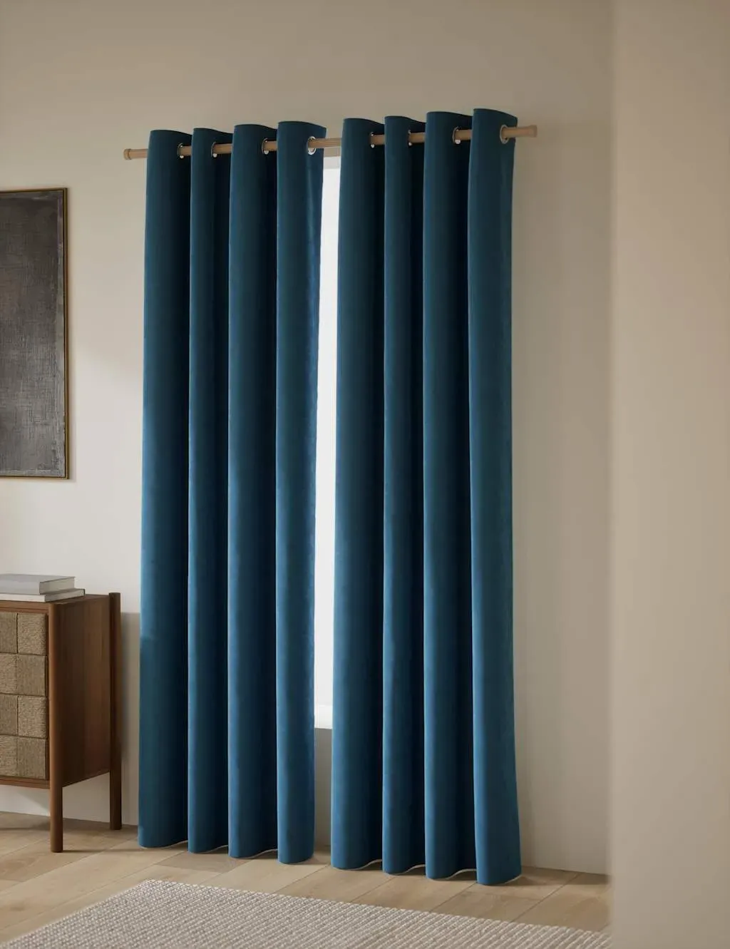 Velvet Eyelet Curtains - Petrol product