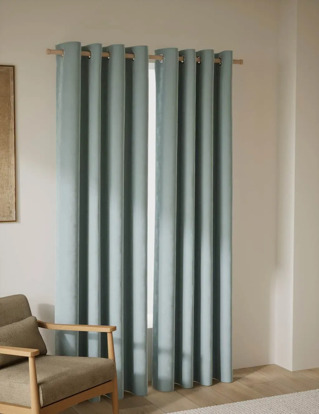 Velvet Eyelet Curtains - Seafoam product