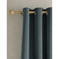 Velvet Eyelet Curtains - Slate Blue alternate view