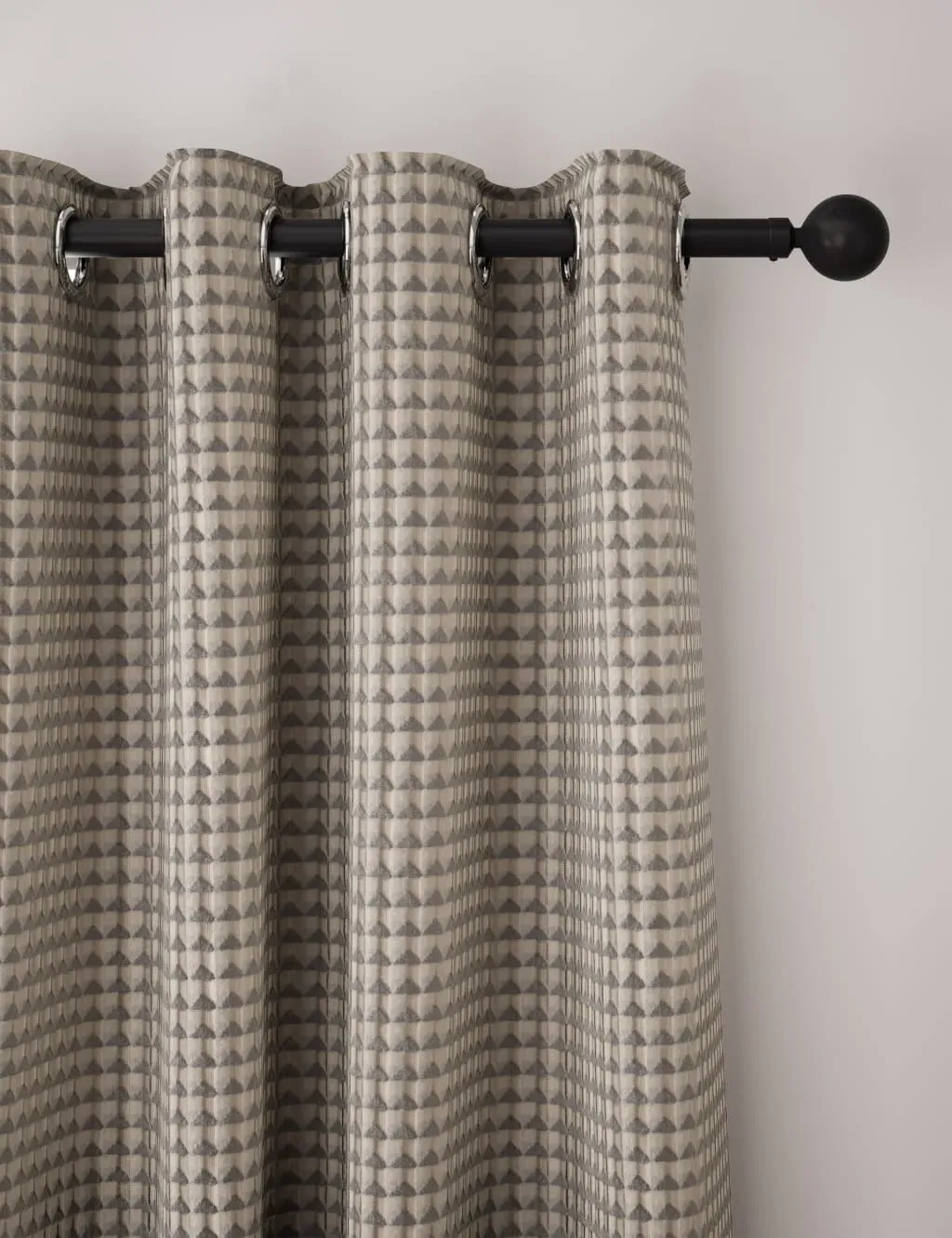 Velvet Geometric Eyelet Curtains - Neutral product