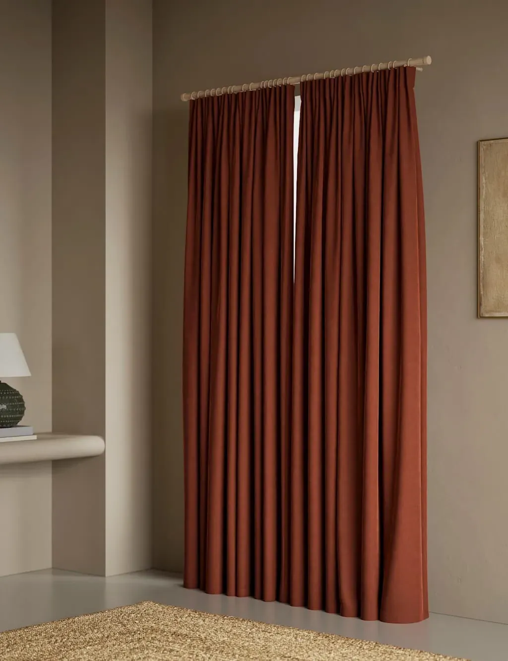 Velvet Pencil Pleat Curtains - Chestnut product