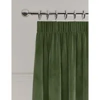 Velvet Pencil Pleat Curtains - Green alternate view