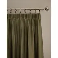 Velvet Pencil Pleat Curtains - Light Green alternate view