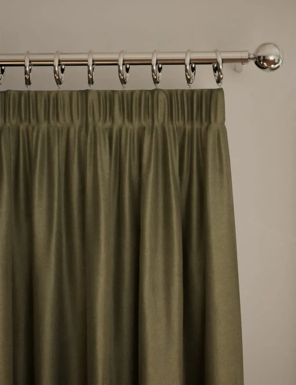 Velvet Pencil Pleat Curtains - Light Green product