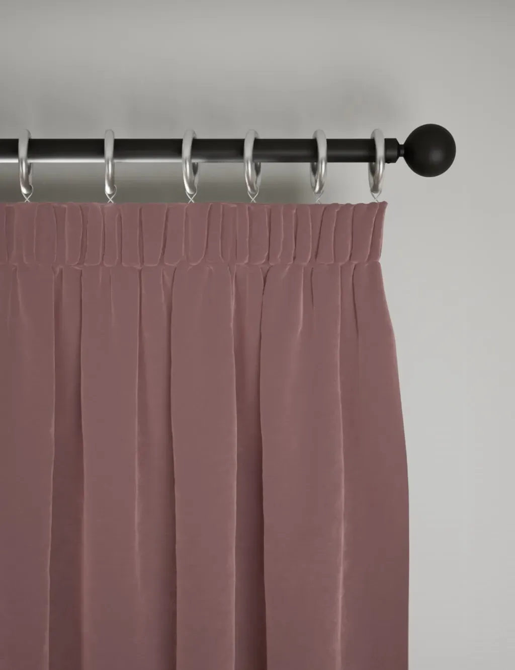 Velvet Pencil Pleat Curtains - Mauve product