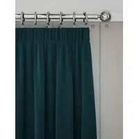 Velvet Pencil Pleat Curtains - Mid Blue alternate view
