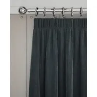 Velvet Pencil Pleat Curtains - Mid Grey alternate view