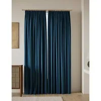 Velvet Pencil Pleat Curtains - Petrol alternate view
