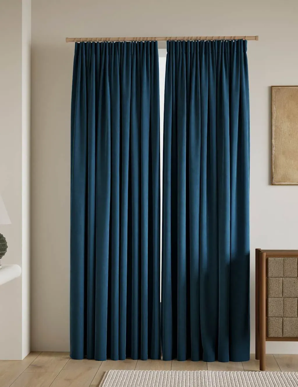 Velvet Pencil Pleat Curtains - Petrol product
