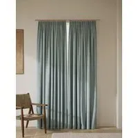Velvet Pencil Pleat Curtains - Seafoam alternate view