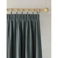 Velvet Pencil Pleat Curtains - Slate Blue alternate view