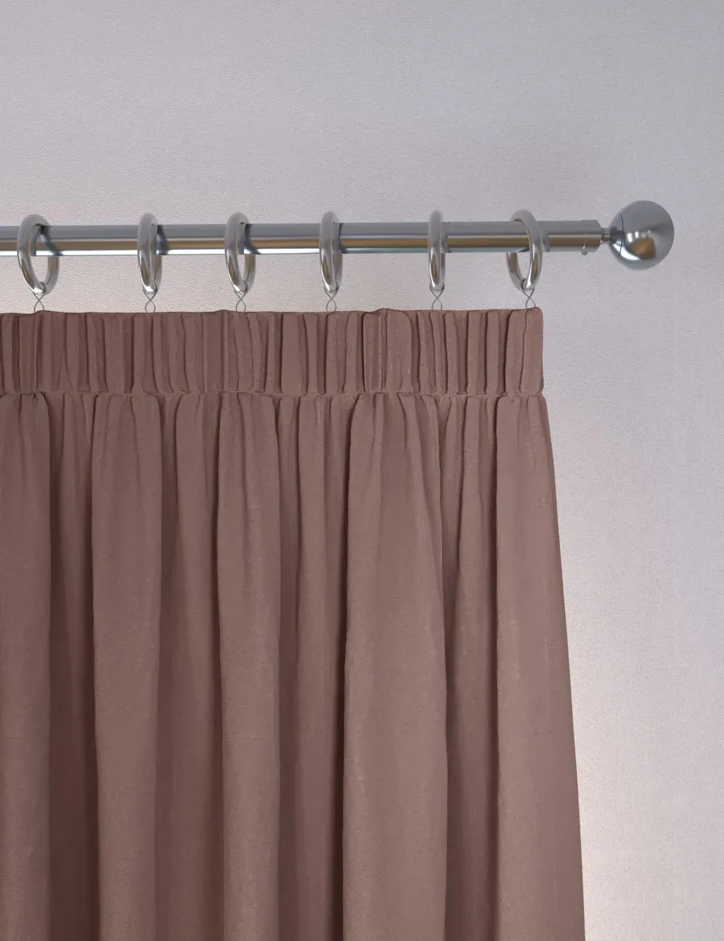 Velvet Pencil Pleat Curtains - Soft Pink product