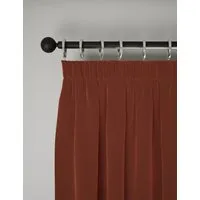 Velvet Pencil Pleat Curtains - Terracotta alternate view