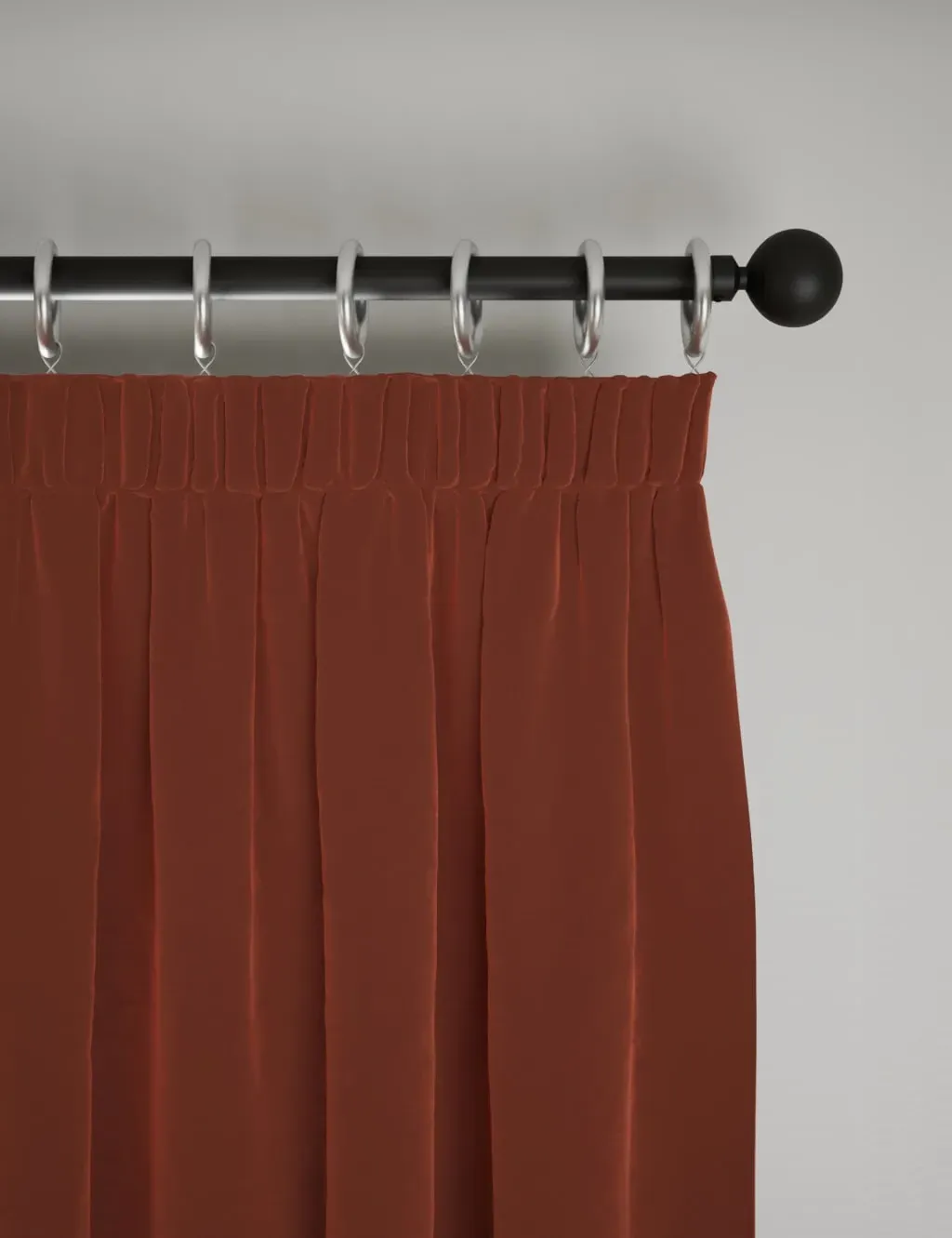 Velvet Pencil Pleat Curtains - Terracotta product