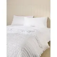 Washed Cotton Quilted Ruffle Bedspread - White alternate view