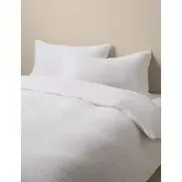 Washed Cotton Waffle Bedding Set - White alternate view