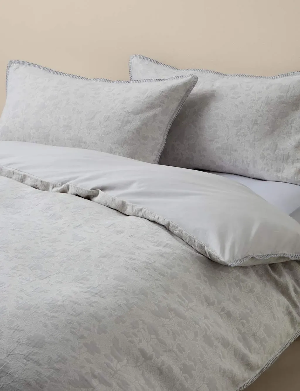 Woodblock Floral Jacquard Bedding Set - Natural, Cotton product