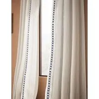 Acapulco Embroidered Sheer Curtains - Blue, Cotton alternate view