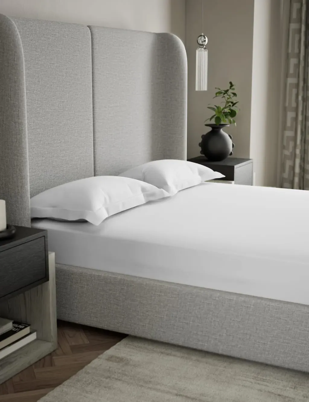 500TC Cotton Sateen Deep Fitted Sheet - White product