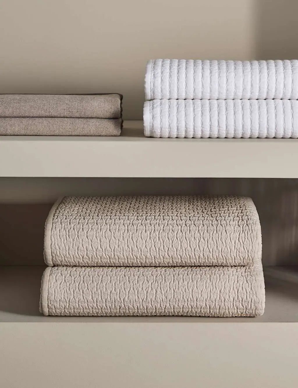 Cotton Linen Embroidered Bedspread - Taupe product