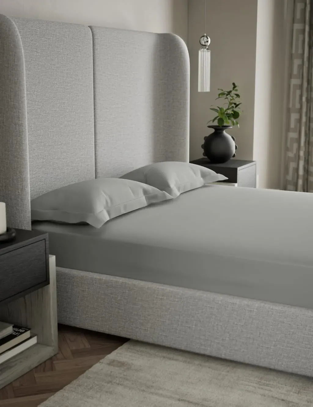 500TC Cotton Sateen Deep Fitted Sheet - Grey product