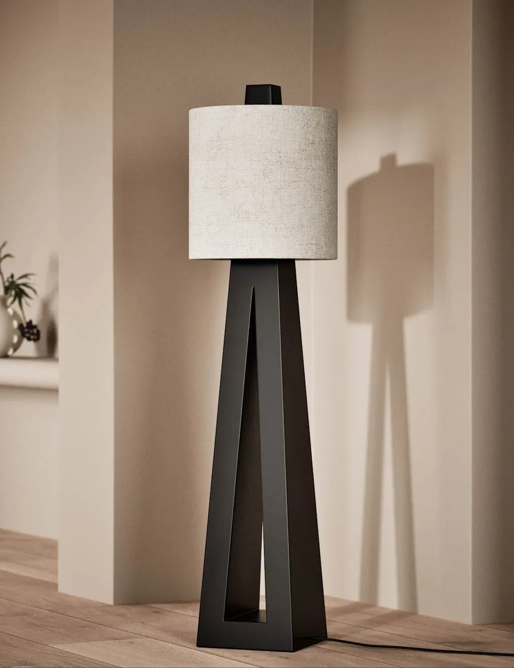 Kelly Hoppen Floor Lamp Cut-Out Base - Black, Wood product